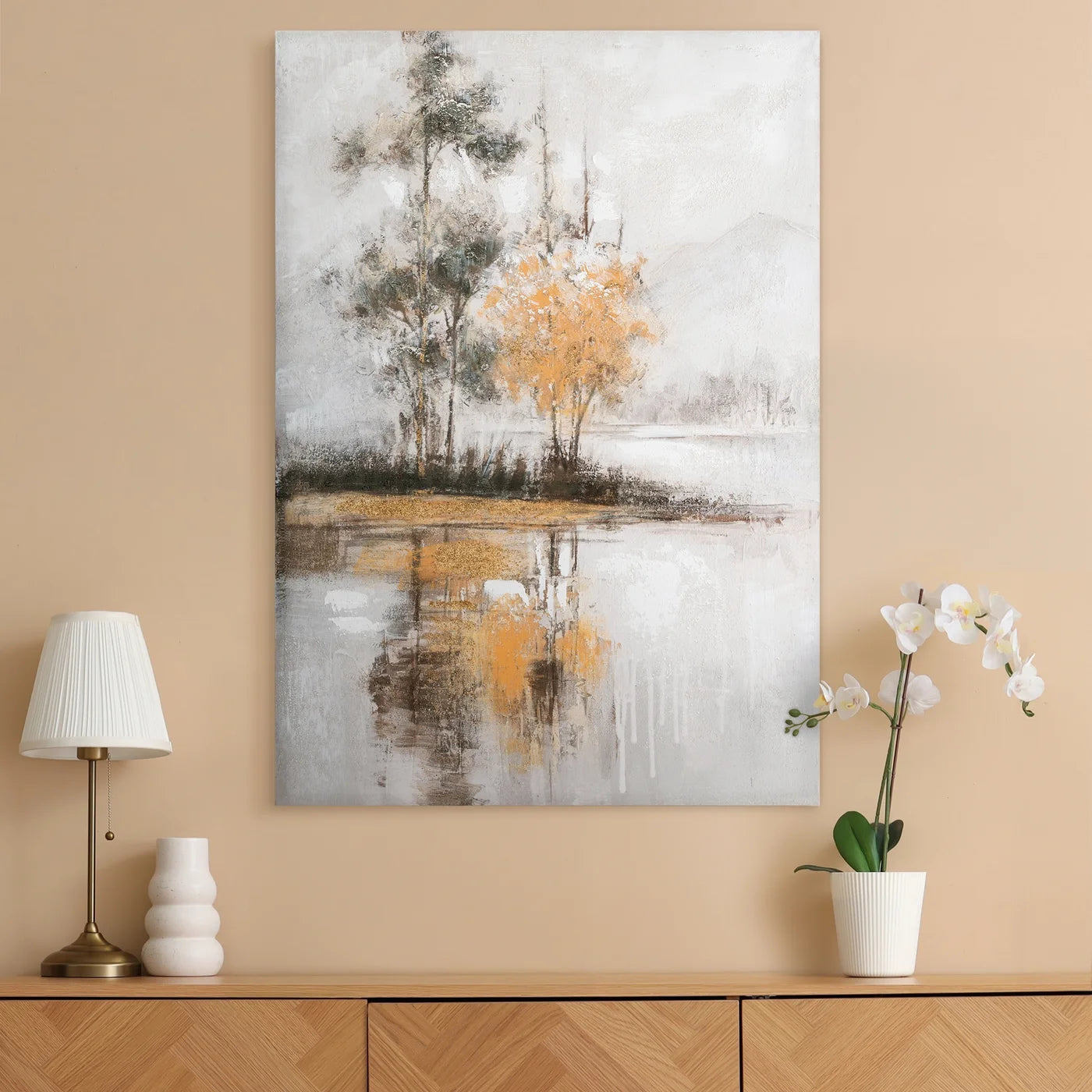 Glezna Lake 2 70/100 cm pelēks/zelts - N1 Home