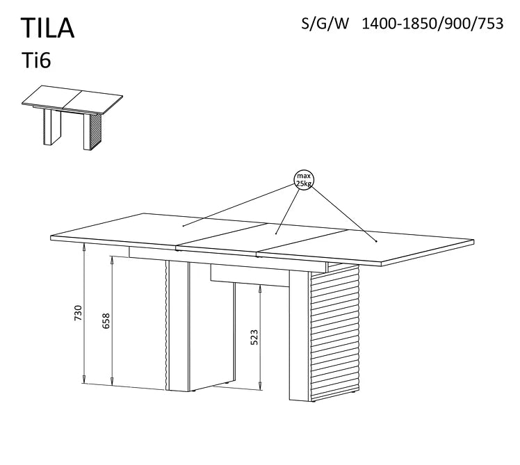 Galds Tilipa 140/90/75 cm kašmirs/ellots ozols