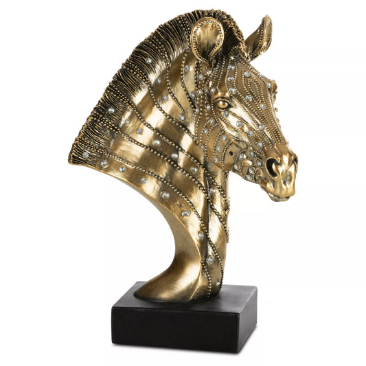 Dekoratīva figūriņa Bonis zirga formā, dekorēta ar kristāliem 20/14/27 cm melns/zelts - N1 Home