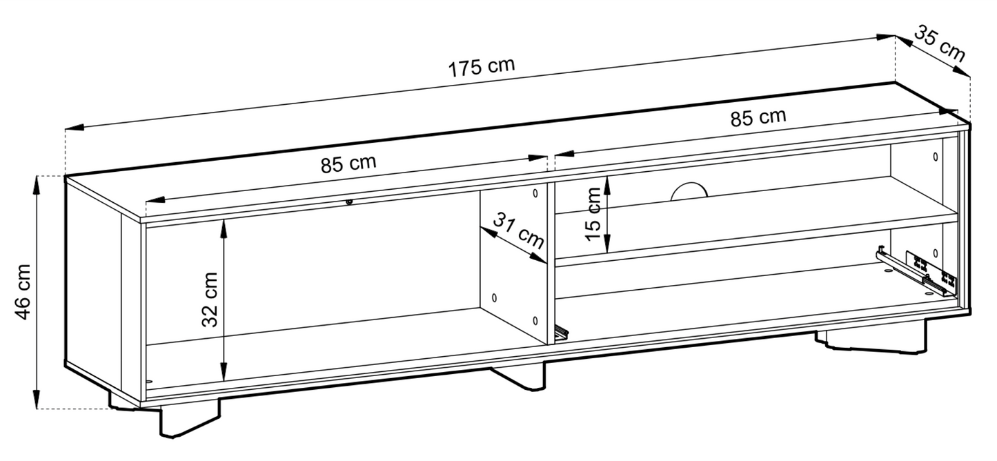 TV skapis Distri 175/46/35 cm Vičencas ozols/kašmirs