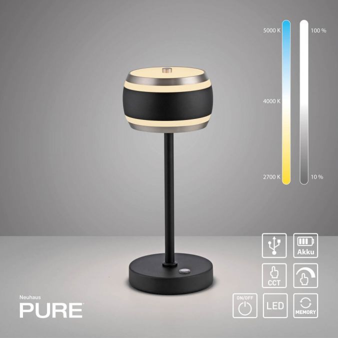 Galda lampa PURE Falling Rings 32/13/13 cm melnā pērle / dimants