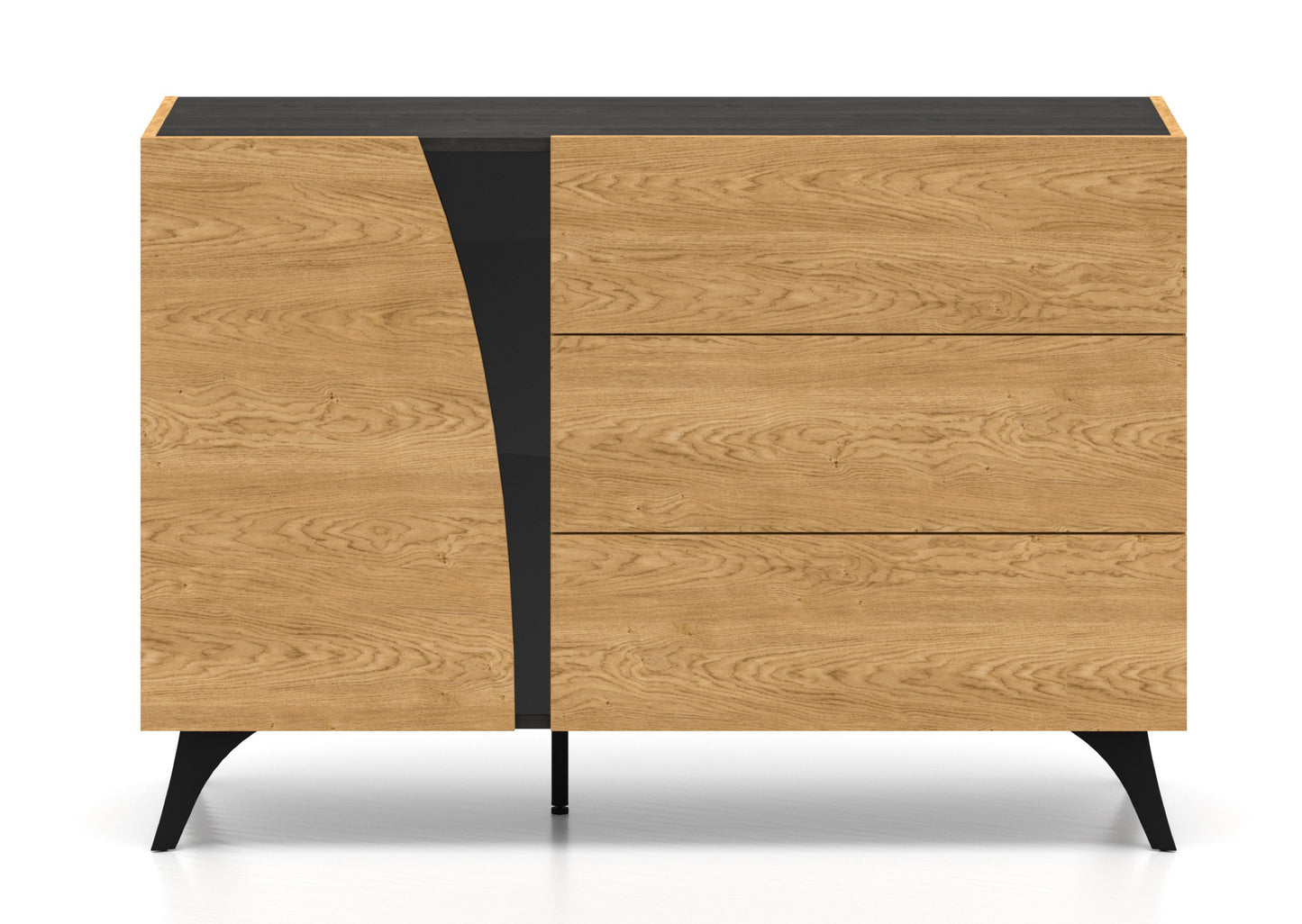 Kumode Toskana 120/82/38 cm ozols/melns