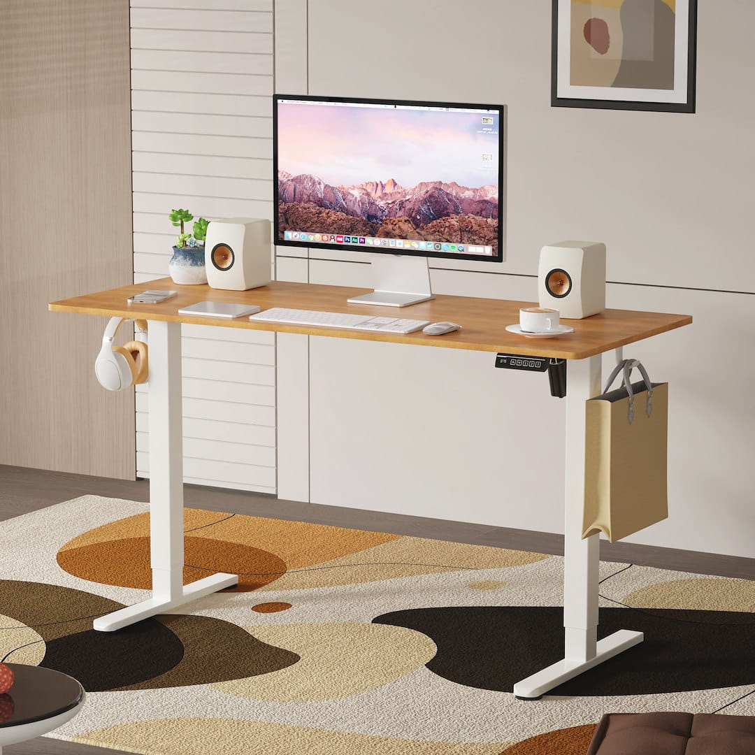 Biroja galds ContLite 140/60/72-118 cm balts/koks - N1 Home