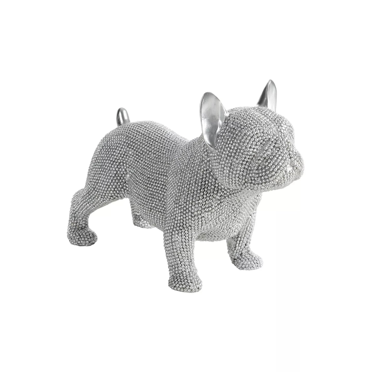 Dekoratīva figūriņa suns Elds ar smalku strukturālu rakstu 20/9/14 cm sudrabs - N1 Home