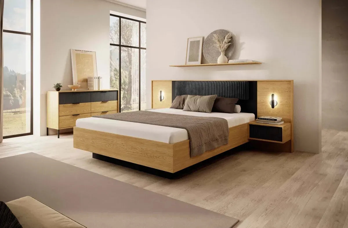 Gulta Balta 160/200 cm baltik ozols/melns - N1 Home