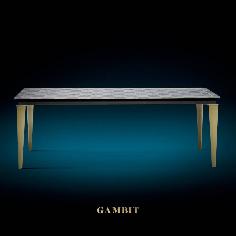 GAMBIT melns galds/matēta zelta kājas 240/100/76 cm - N1 Home