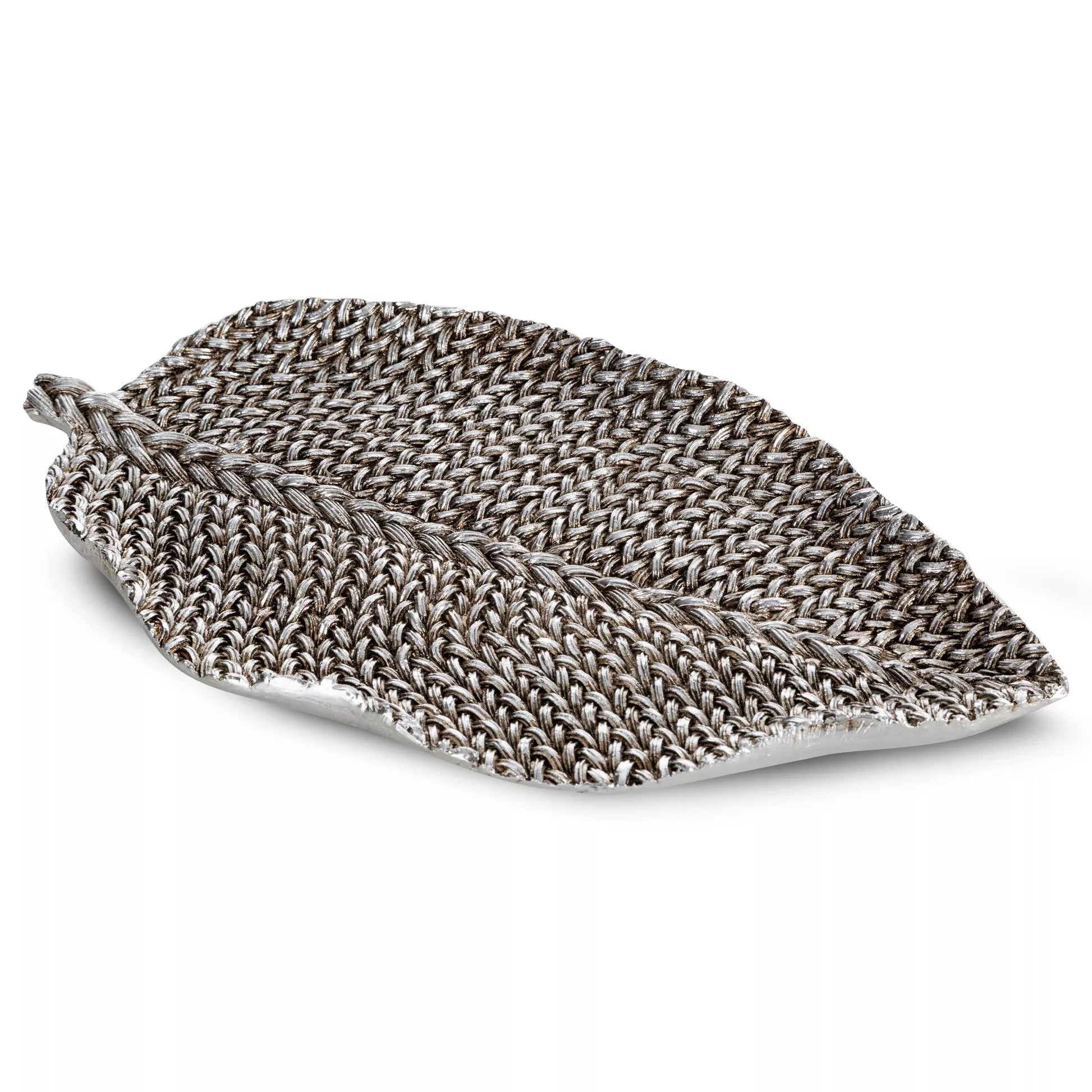 Dekoratīvs šķīvis Muli, kas dekorēts ar austa džempera rakstu 29/16/3 cm sudrabs - N1 Home