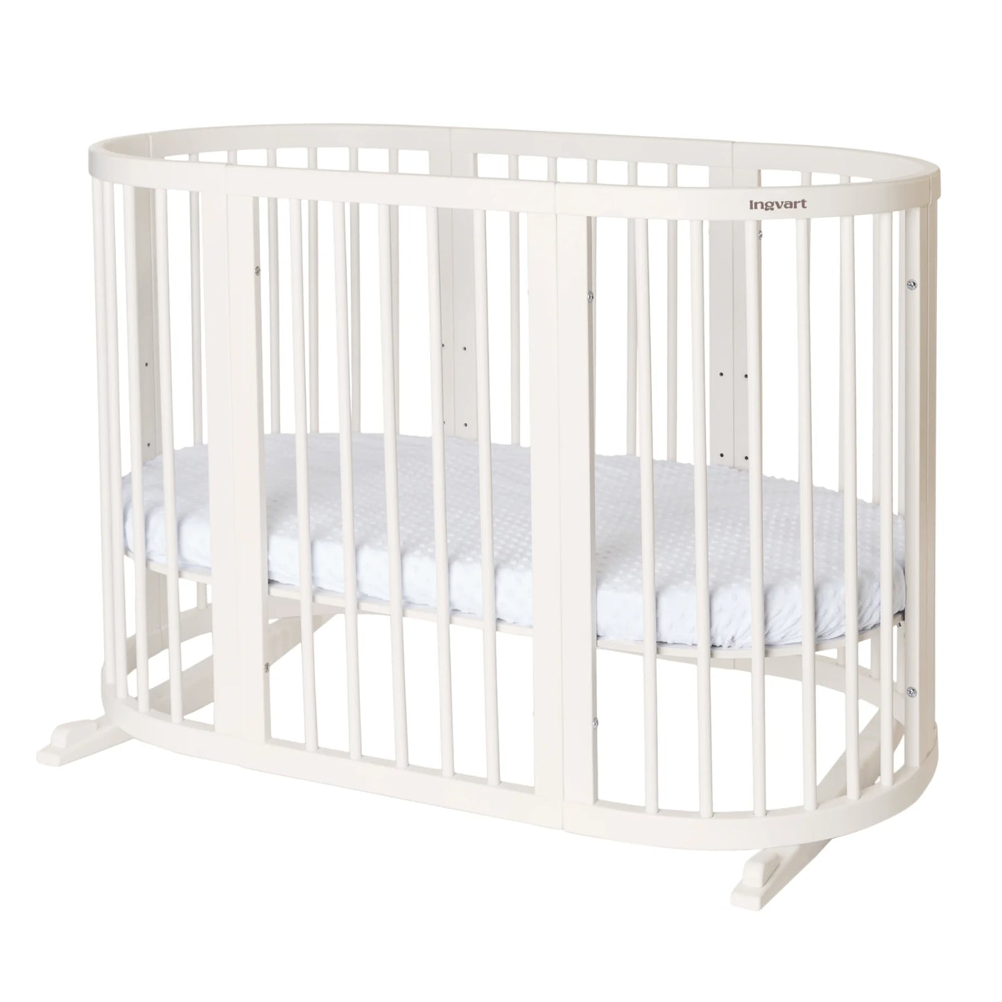 Ovāla bērnu gultiņa Transformers Smart Bed 7 in 1 82/75/60 cm piena krāsa - N1 Home