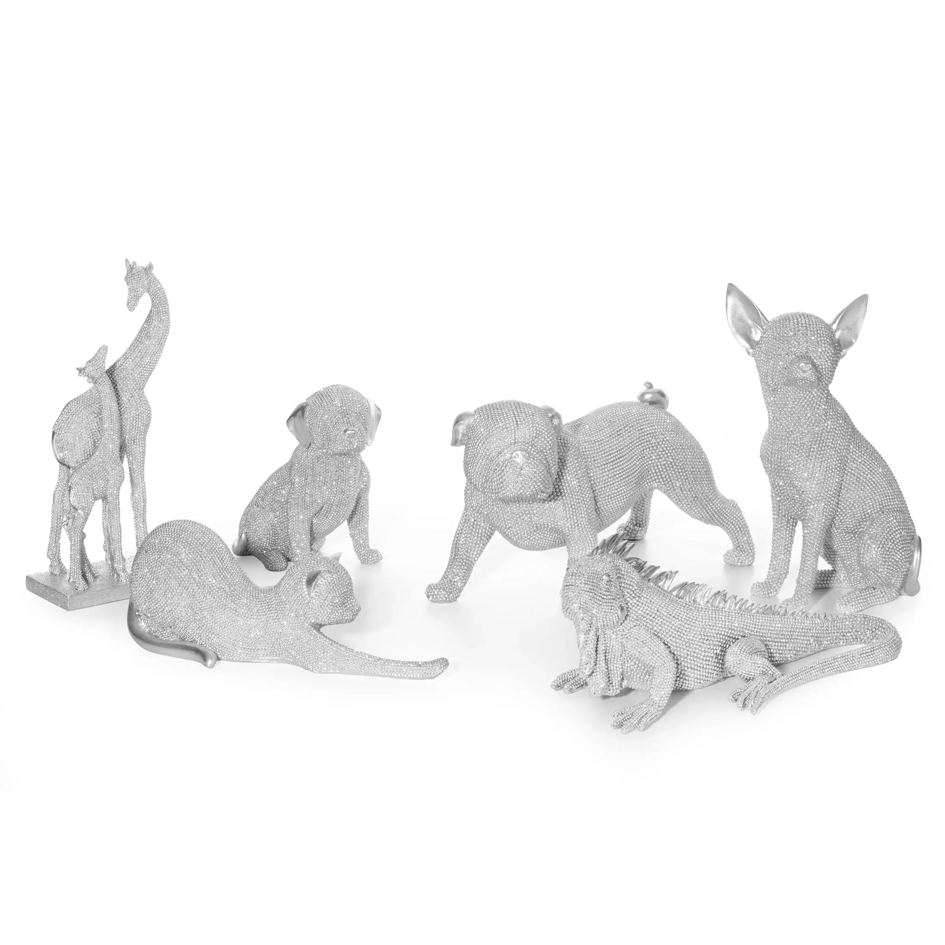 Dekoratīva figūriņa suns Elds A ar smalku strukturālu rakstu 14/9/16 cm sudrabs - N1 Home