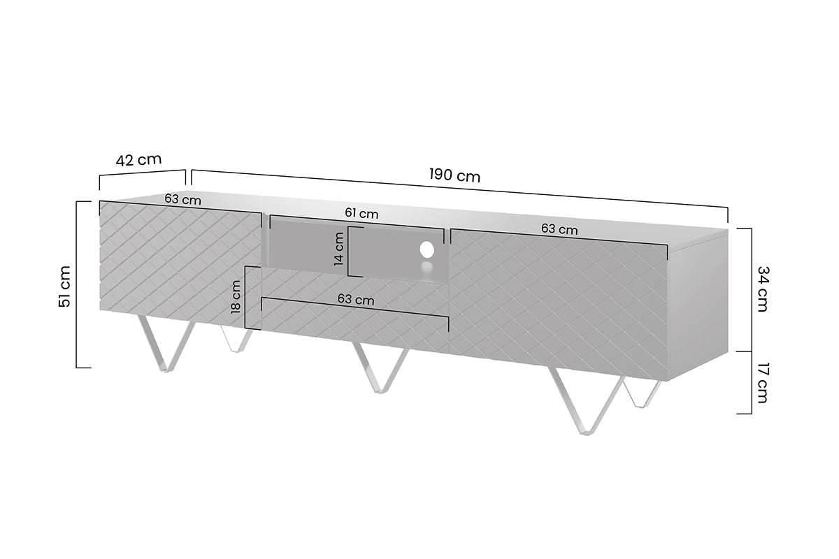 LUKKA RTV kumode 190/51/42  melnas kājas/olives - N1 Home