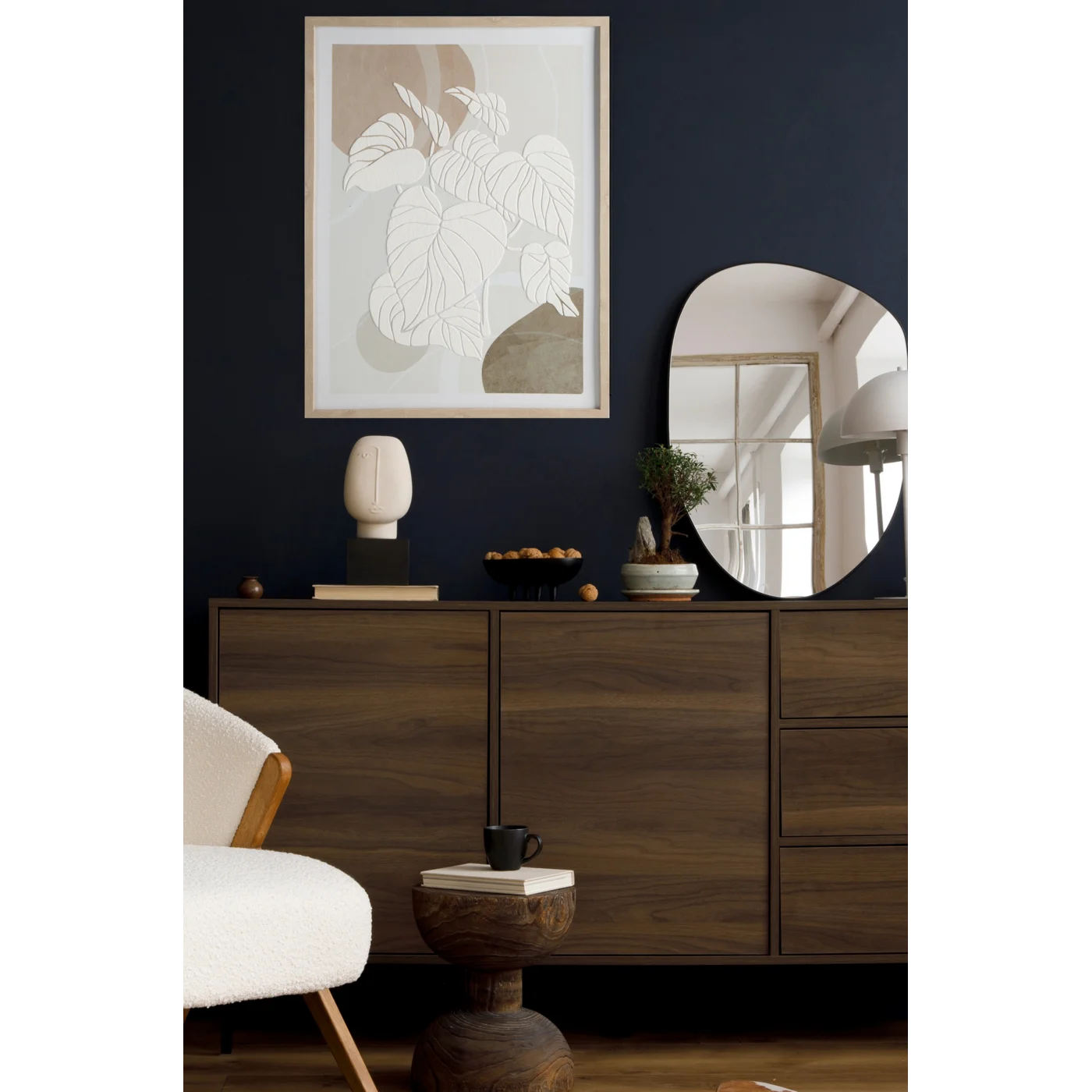 Glezna Leaf 45/60 cm balts/bēšs - N1 Home