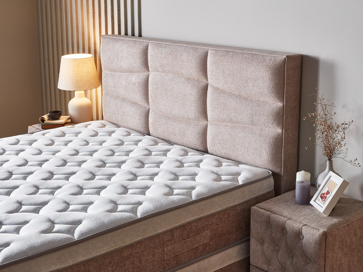 Gulta ar matraci Bambu 160/200 cm bēšs - N1 Home