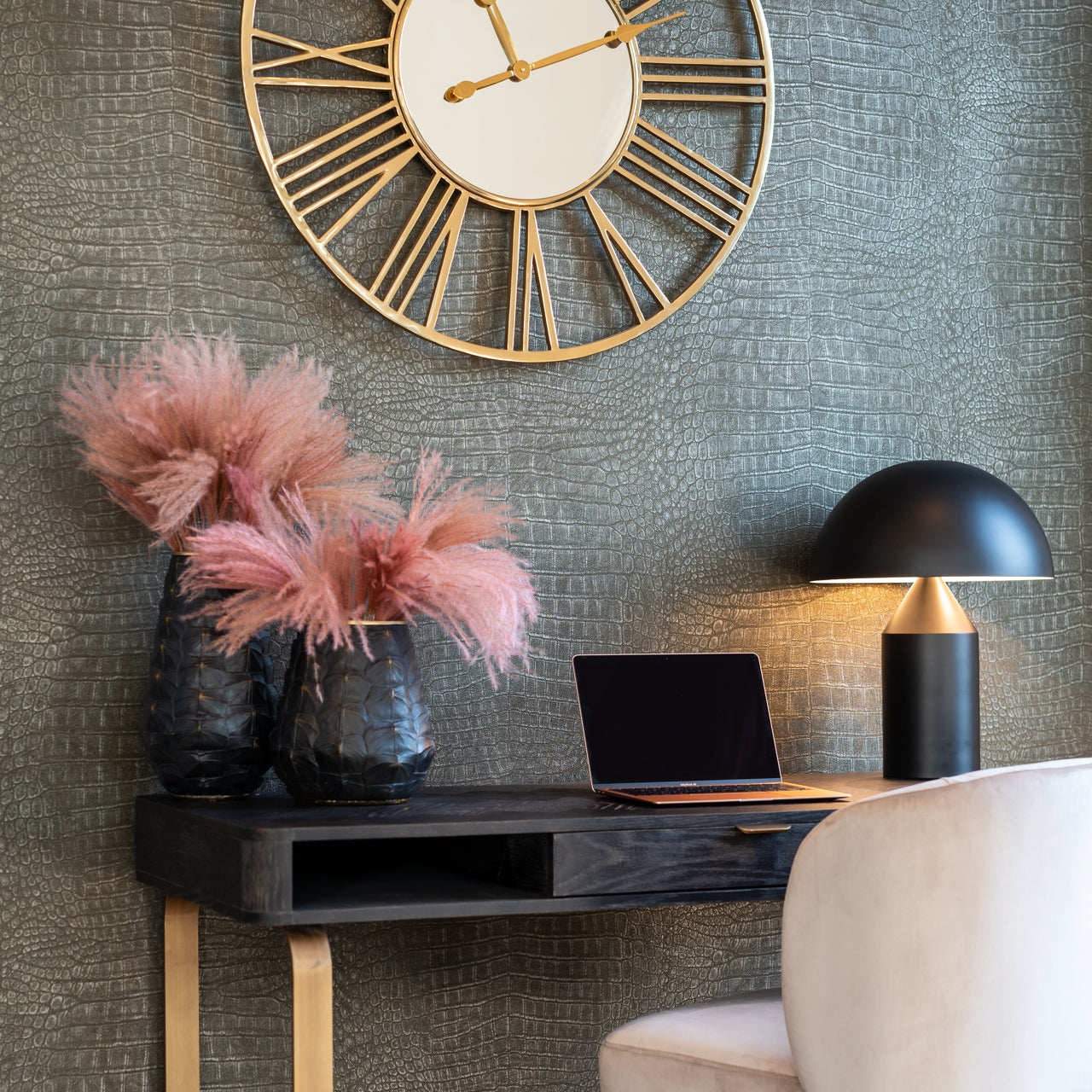 Konsole Blackbone Brass black rustic Richmond Interiors 76/140/60 cm melns - N1 Home