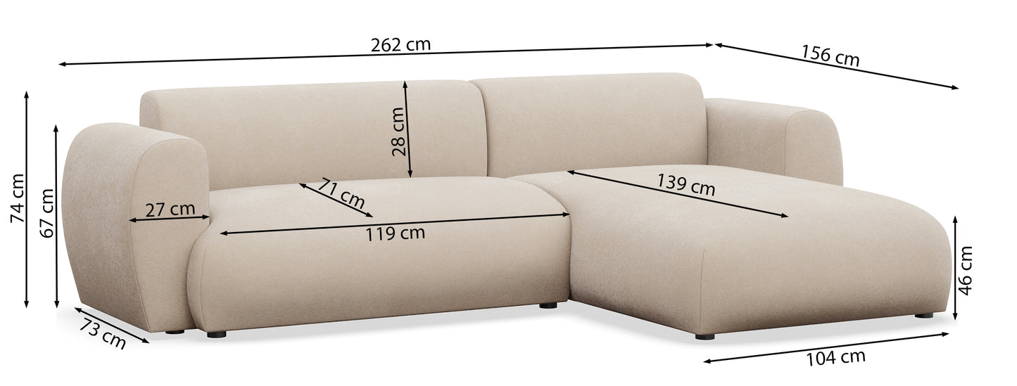 Dīvāns Emil 74/262/156 cm Misterio 70