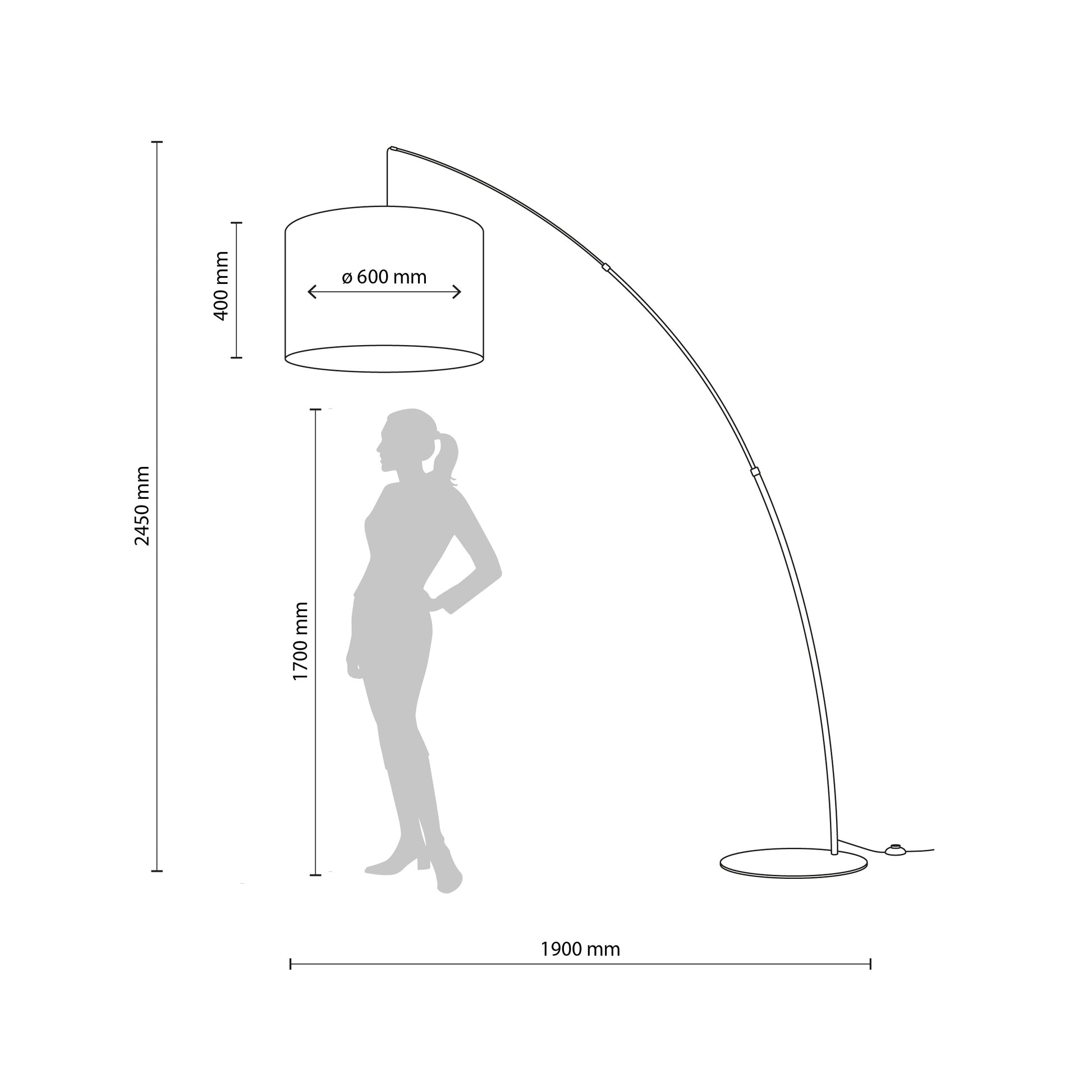 Stāvlampa Moby 1900 × 600 × 2450 mm lins/brūns - N1 Home