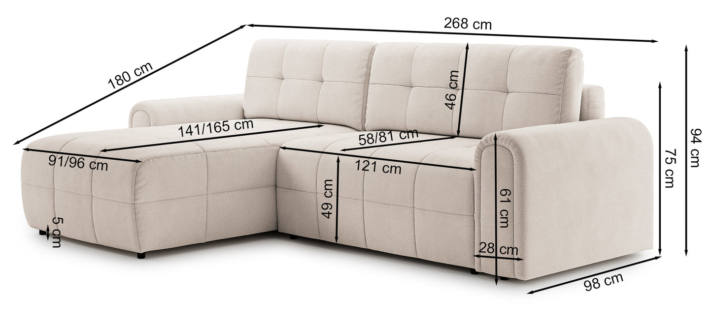 Dīvāns Simol 268/94/180 cm Storm 09 - N1 Home