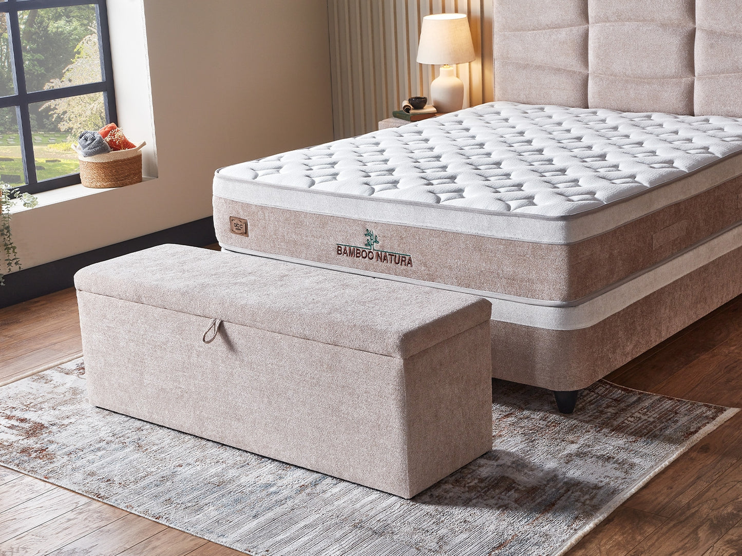 Gulta ar matraci Bambu 160/200 cm bēšs - N1 Home