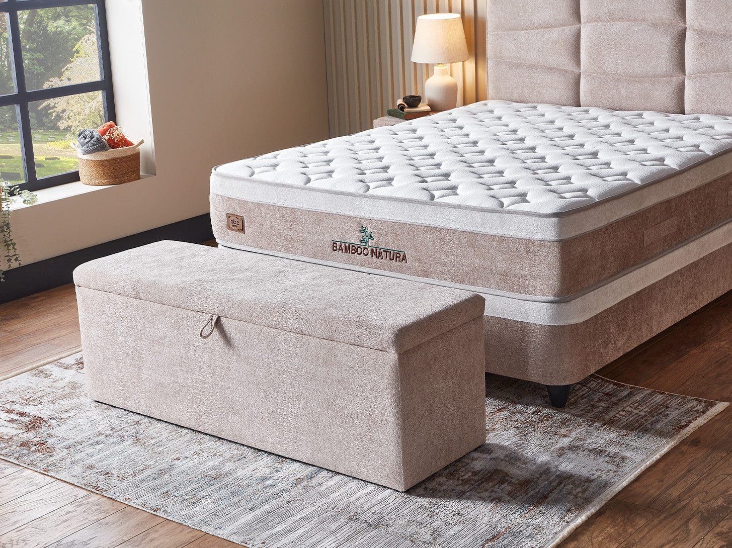 Gulta ar matraci Bambu 160/200 cm bēšs - N1 Home