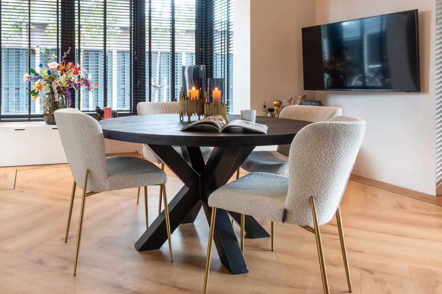 Krēsls Odessa (Set of 2) Richmond Interiors 85/49/64 cm white bouclé - N1 Home