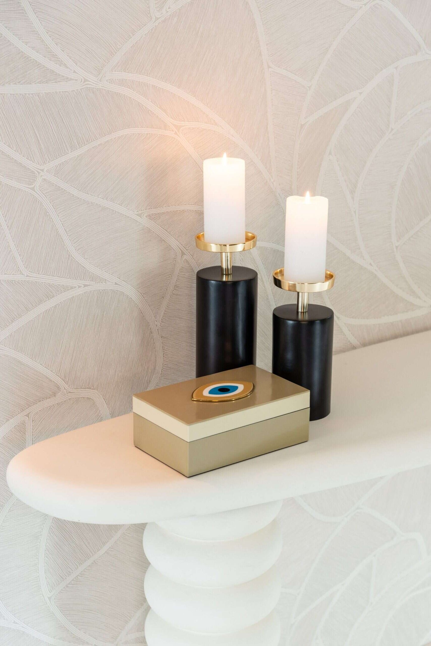 Svečturis Caya L Richmond Interiors 25/9/9 cm melns/zelts - N1 Home