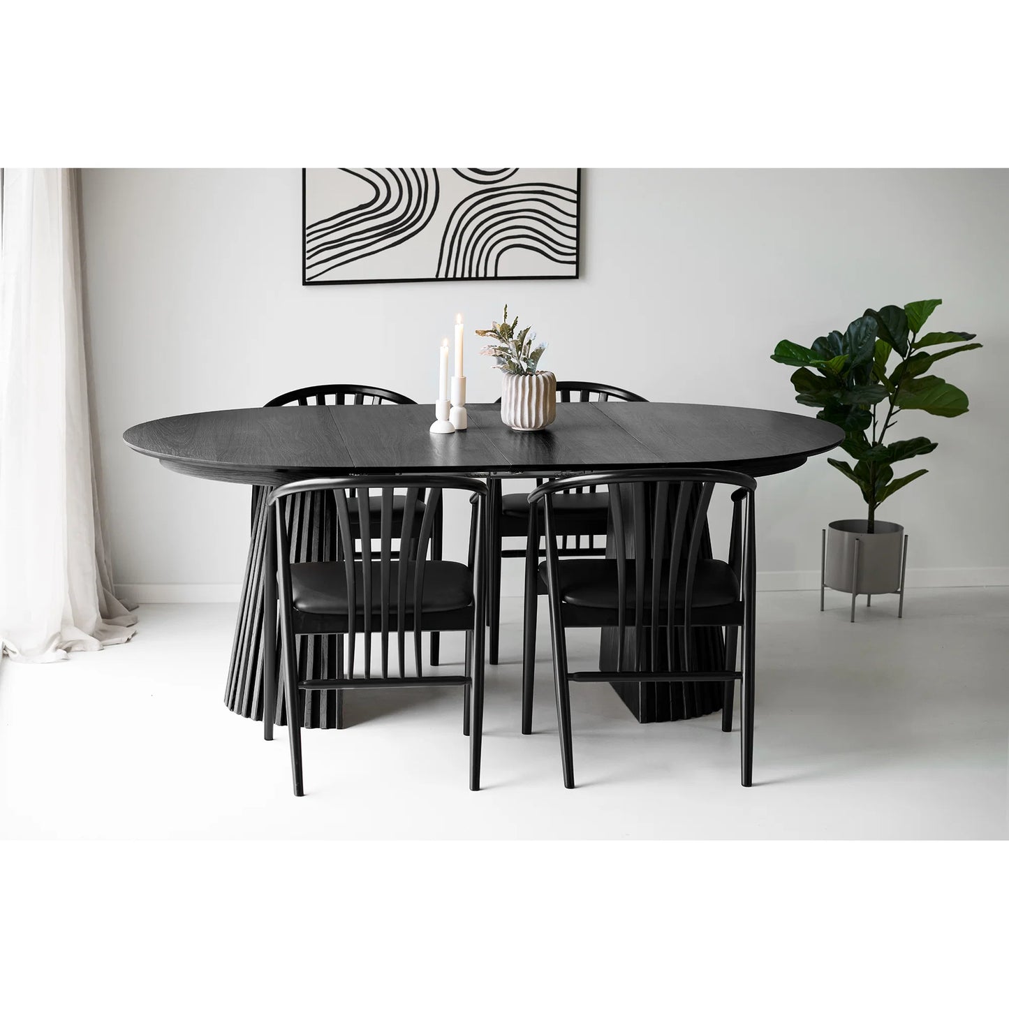 Ēdamgalda komplekts Osara 120/120-160-200/75 cm melns