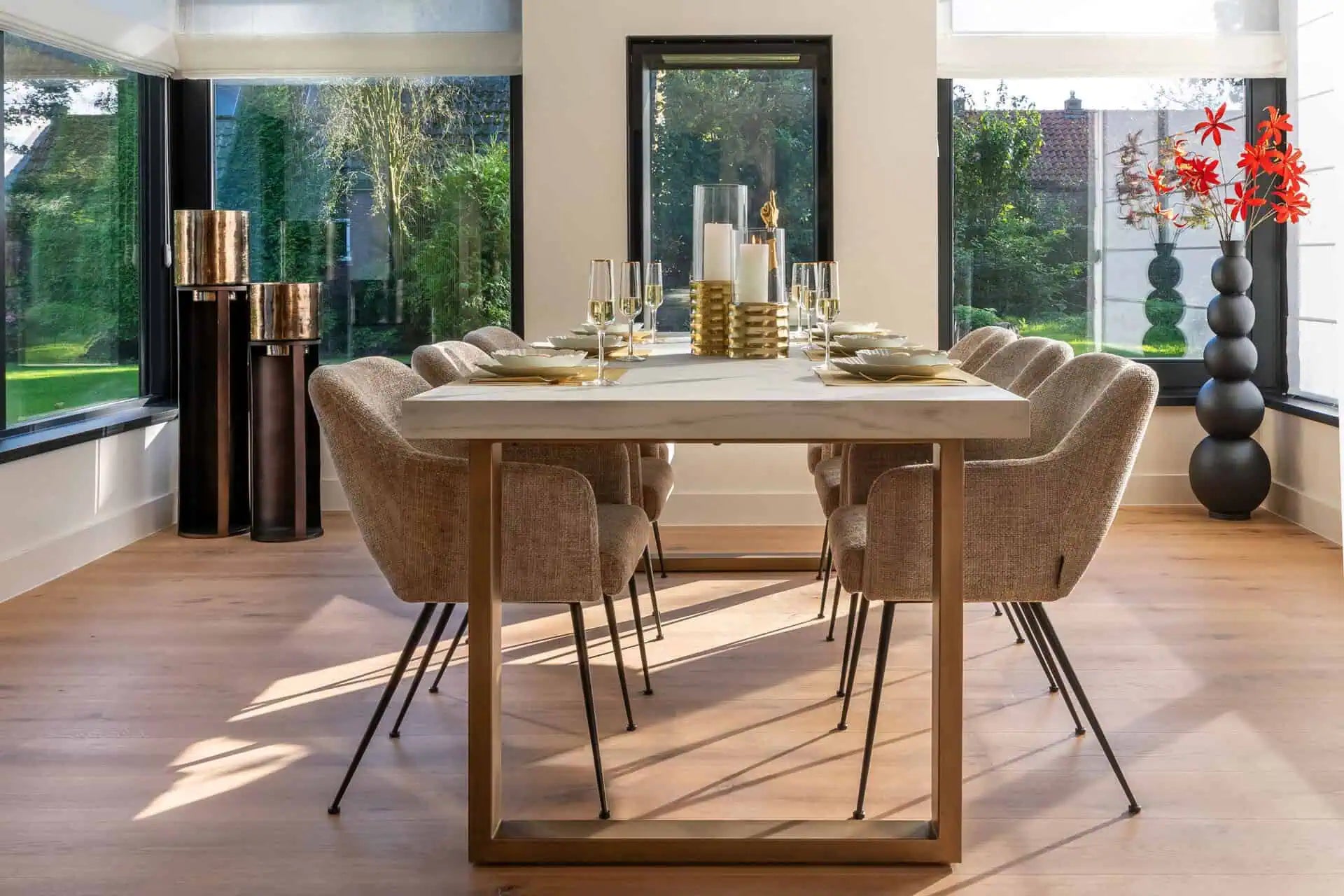 Svečturis Dane small Richmond Interiors 93/26,5/26,5 cm melns/zelts - N1 Home