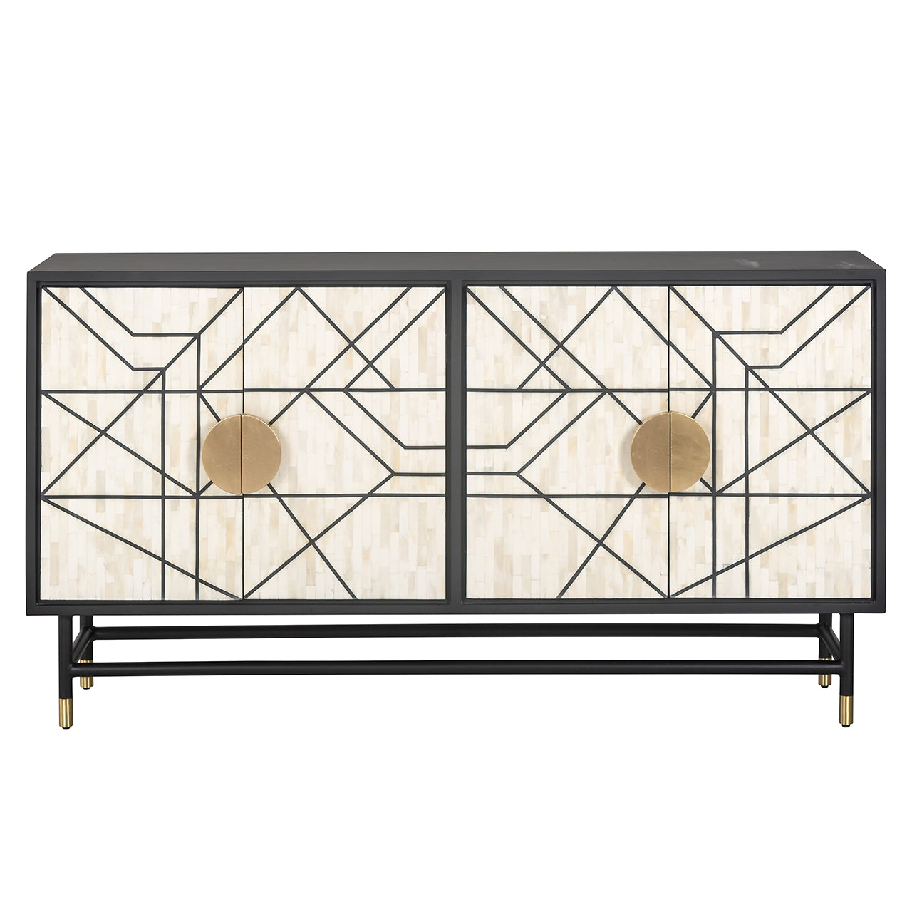 Kumode Novas 4-durvju Richmond Interiors 80/150/40 cm melns/balts - N1 Home