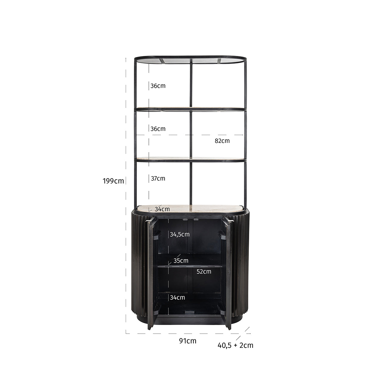 Skapis Hampton 2 durvis 2 plaukti Richmond Interiors tumši brūns - N1 Home