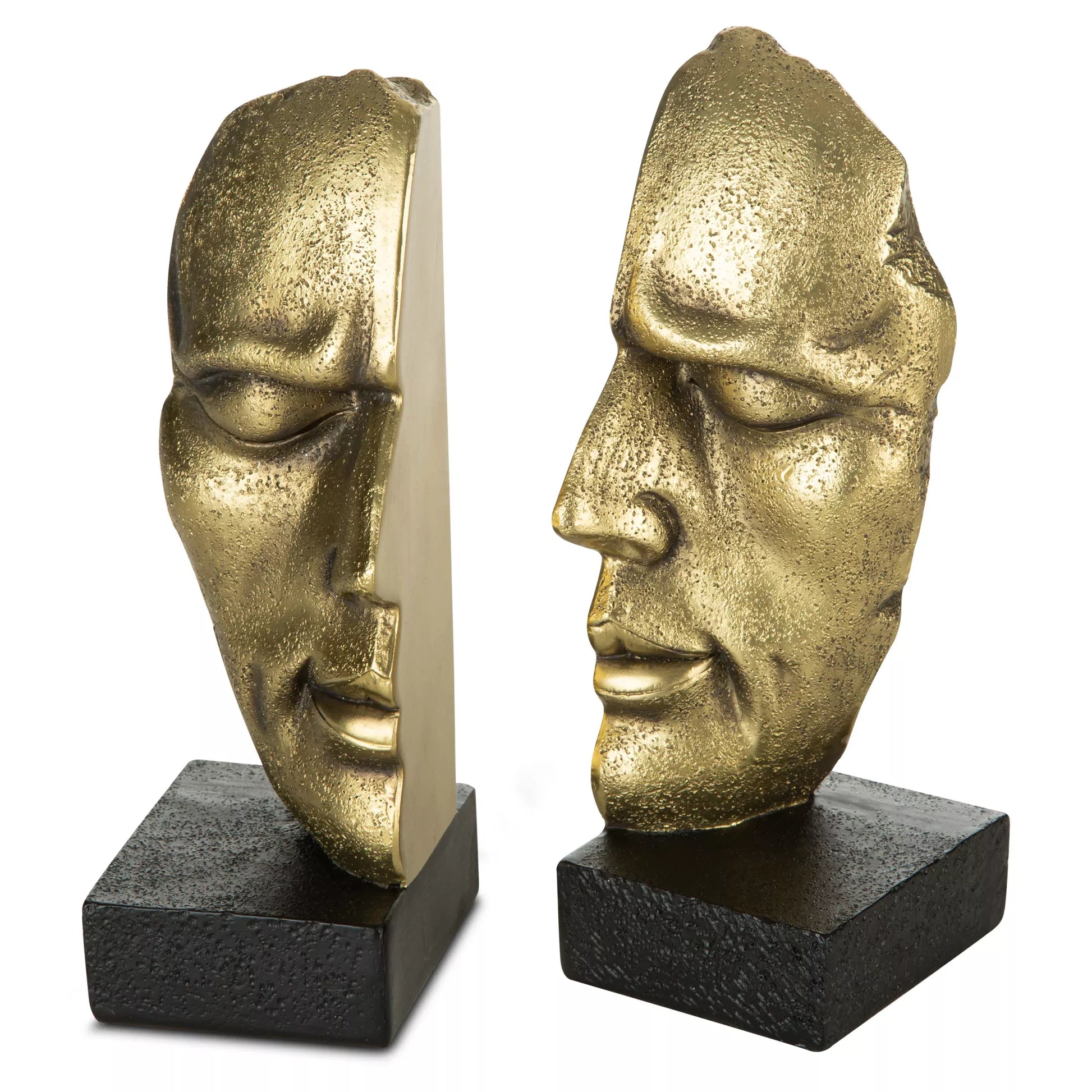 Grāmatu balstu komplekts Face 9/15/22 cm melns/zelts - N1 Home