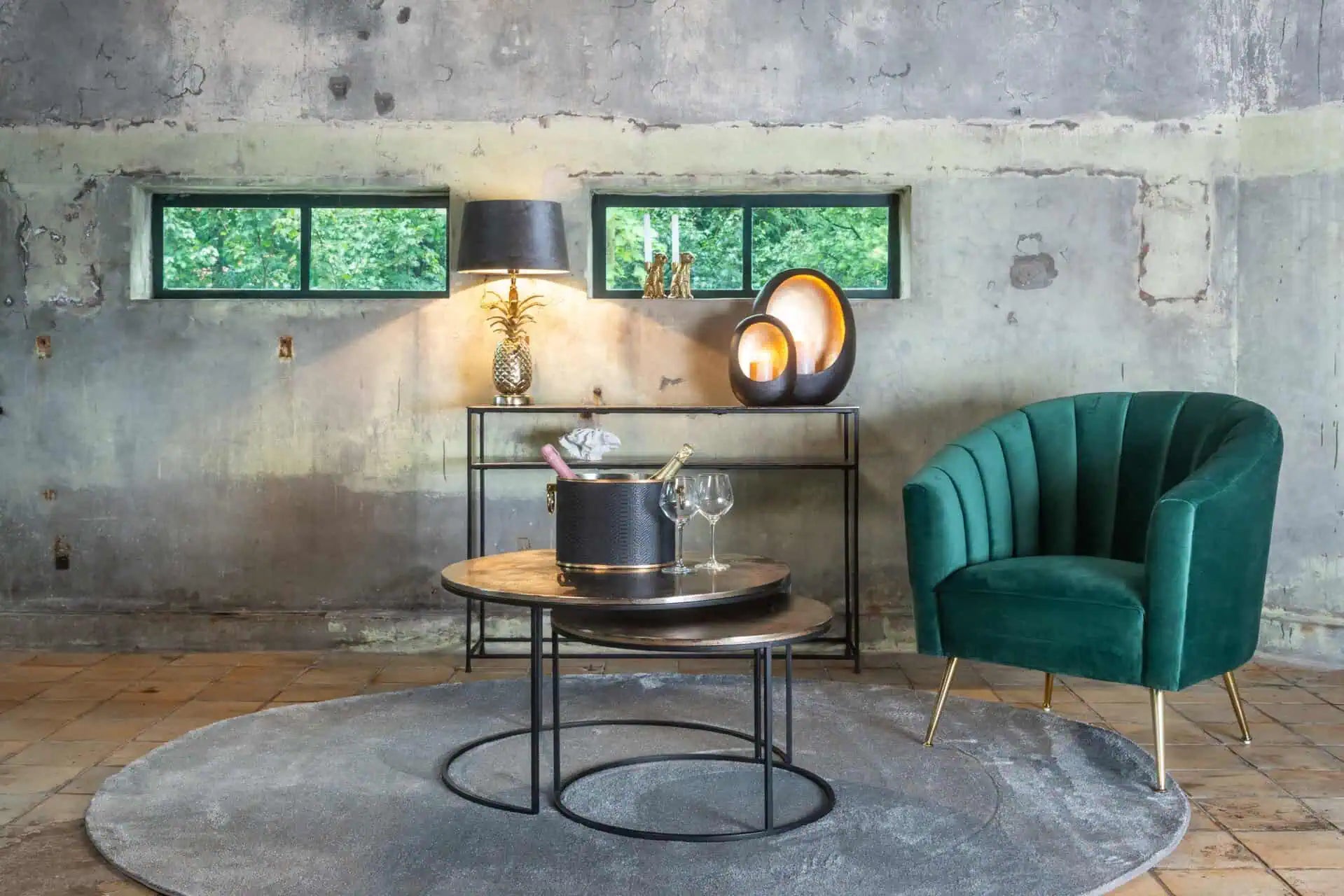 Kafijas galds Asher champagne gold (Set of 2) Richmond Interiors 47/82 cm šampaņ - N1 Home