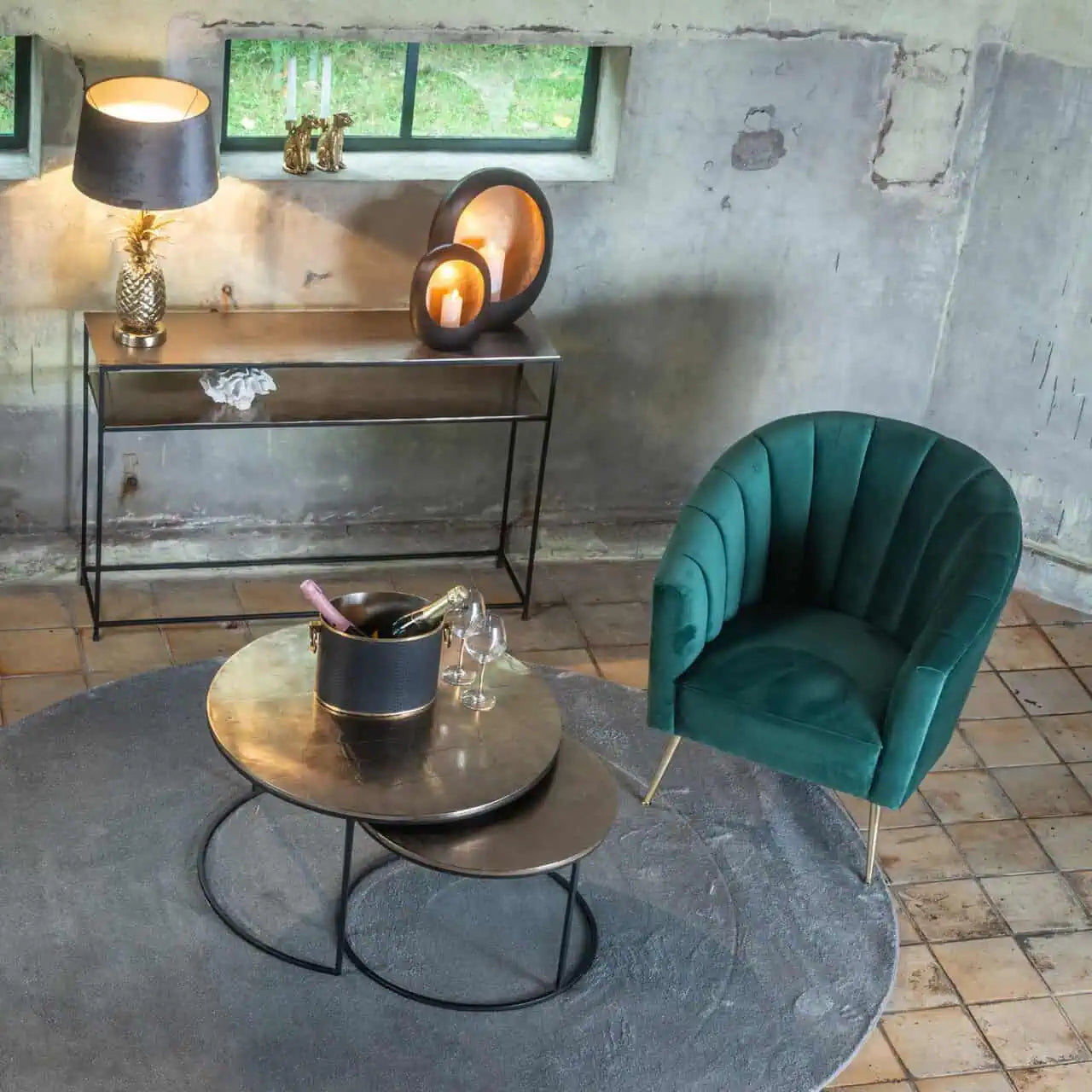 Kafijas galds Asher champagne gold (Set of 2) Richmond Interiors 47/82 cm šampaņ - N1 Home