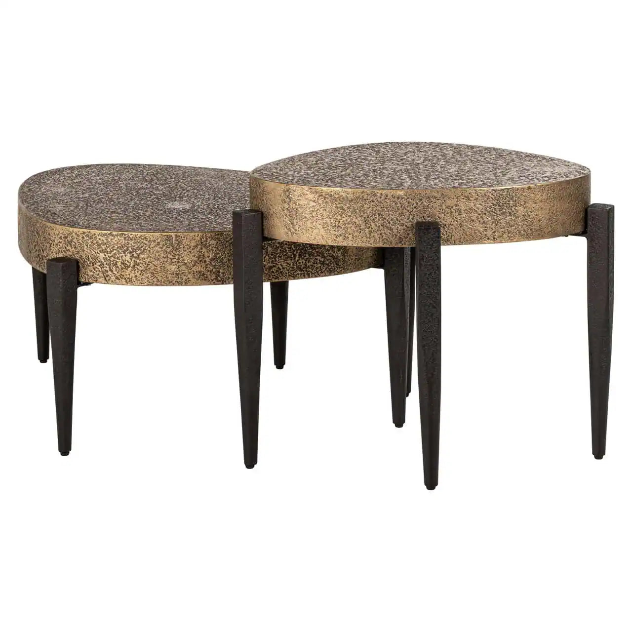 Kafijas galds Marquee black/gold (Set of 2) Richmond Interiors 49/68/89 cm zelts/melns - N1 Home