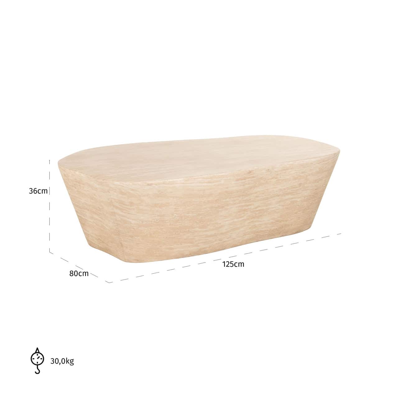 Kafijas galds Fictus Richmond Interiors 125/36/80 cm bēšs - N1 Home