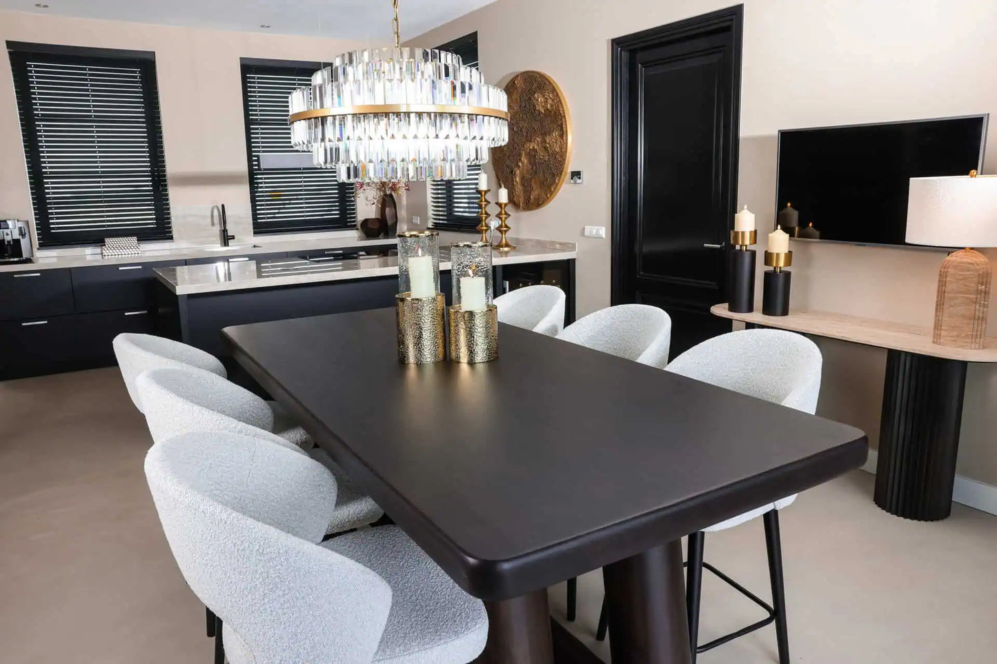 Svečturis Tess small Richmond Interiors 32,5/13,5/13,5 cm melns/zelts - N1 Home