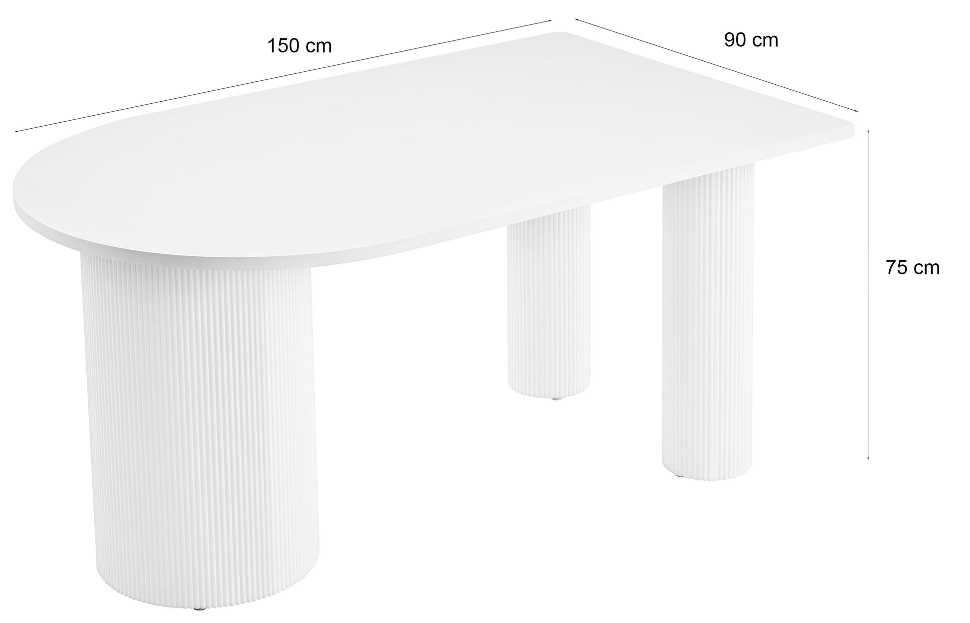 Galds Dikali 75/150/90 cm balts - N1 Home