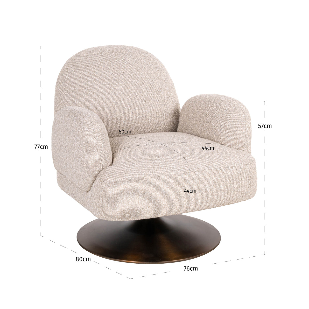 Krēsls Kagney Richmond Interiors 76/77/77 cm biscotti swivel