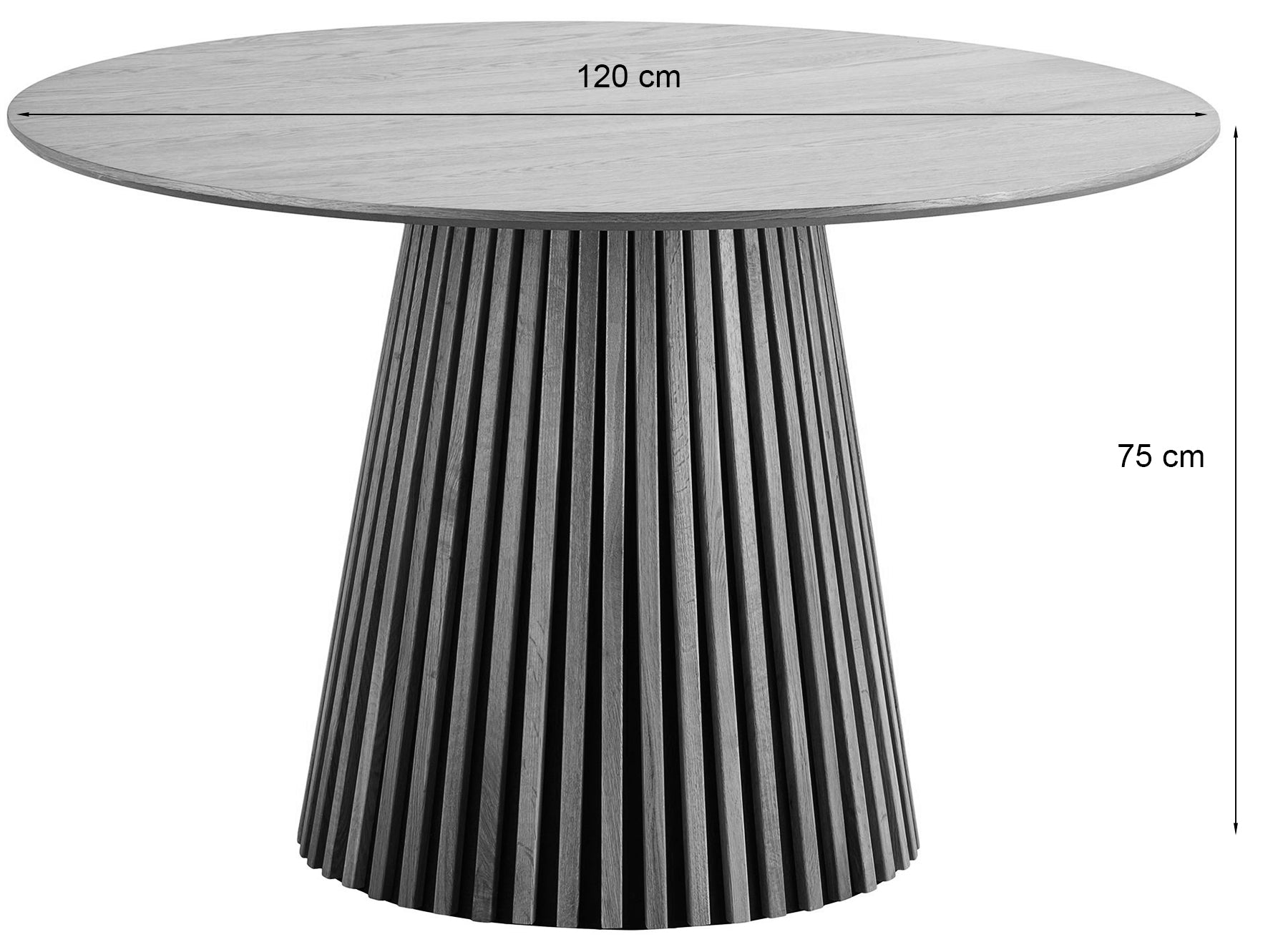 Galds Nente 120;140/75 cm dedzināts ozols - N1 Home