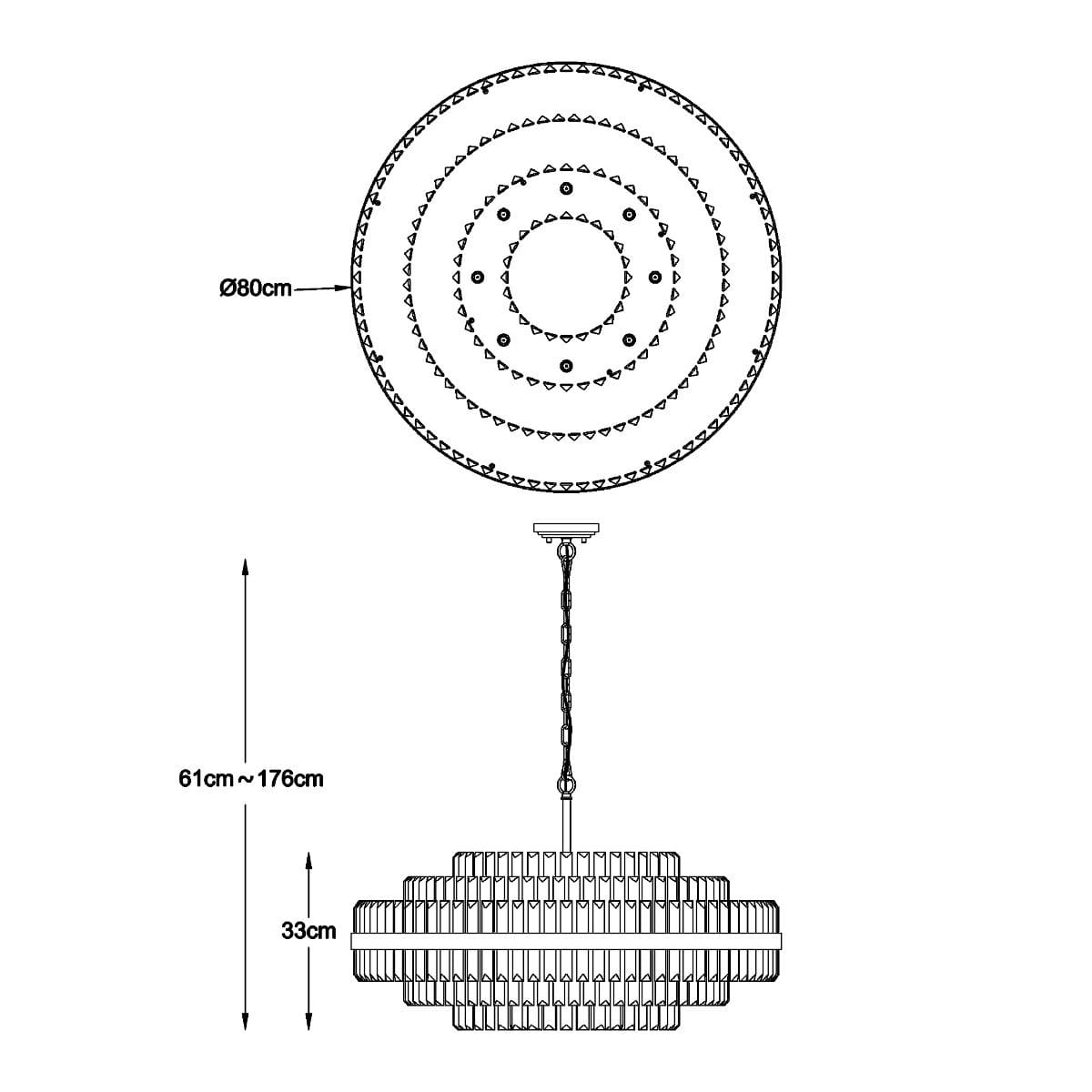 Piekaramā lampa Istanbul P0567-16A-2GAC 176/80/80 cm zelts