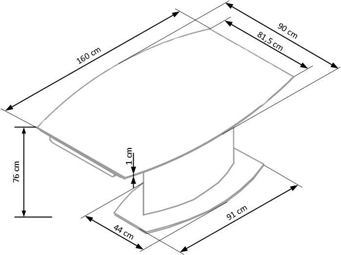 AN baltais un melnais galds 160-250/90/76 cm