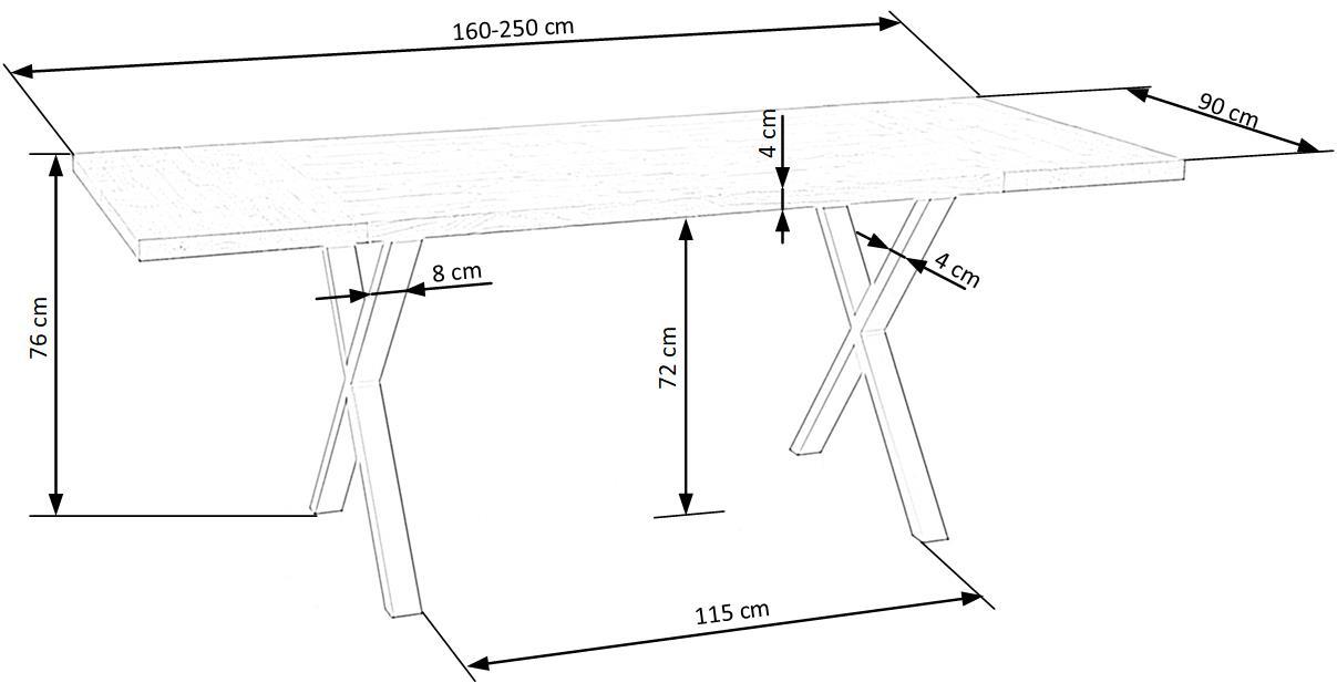 AP masīvkoks - ozols krāsa: dabisks ozols 160/90/76 cm