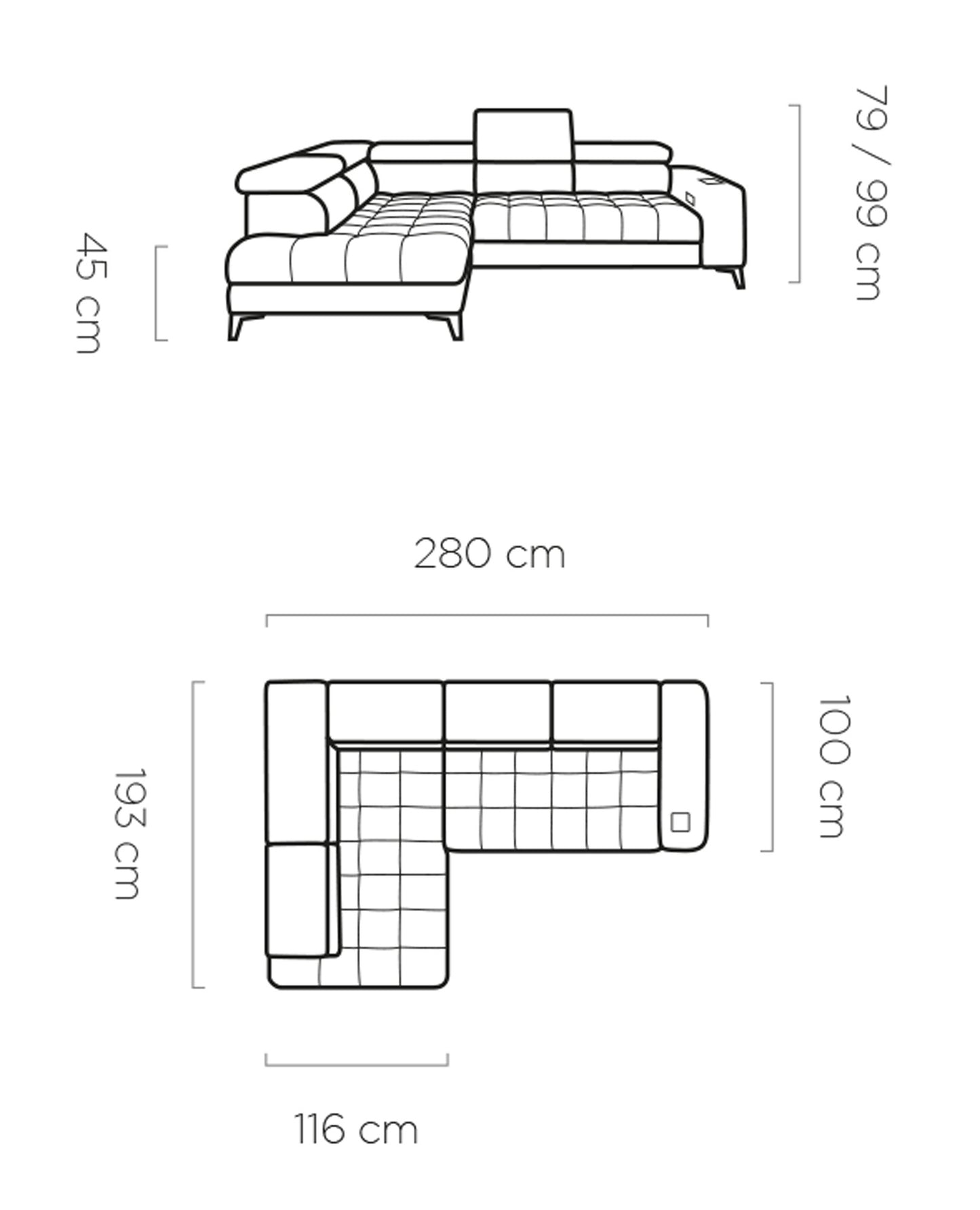 Dīvāns ASTI 280/193/100 cm - N1 Home