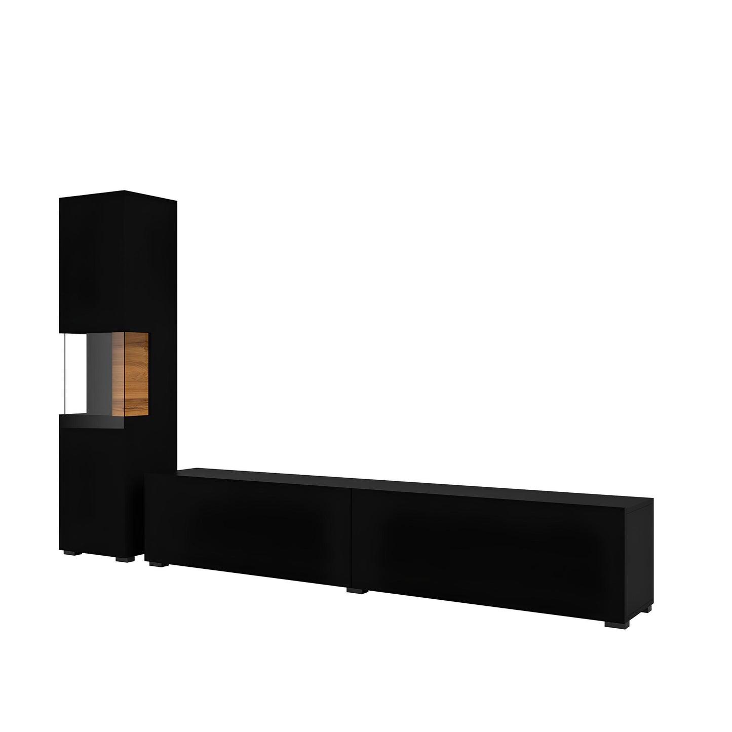 Sienas bloks Avalon 180/140/35 cm melns oniks/Votan ozols - N1 Home