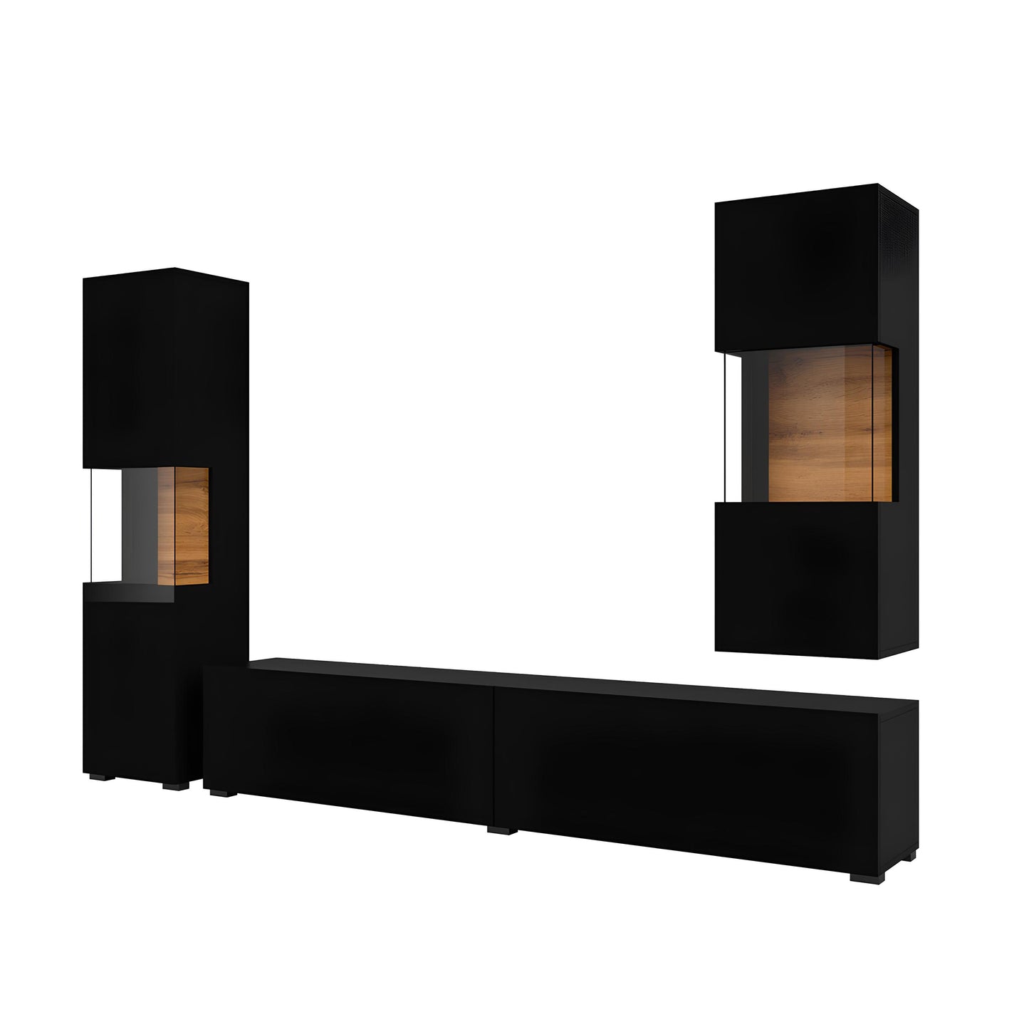 Sienas bloks Avalon 180/140/35 cm melns oniks/Votan ozols - N1 Home