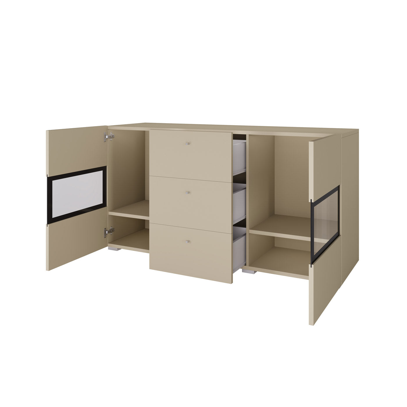 Kumode Barots 132/39/70 cm gaiši bēšs/melns - N1 Home