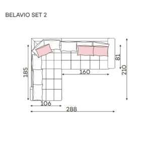 Dīvāns Belavio Befame 150-185/256-288/175-210 cm zils - N1 Home
