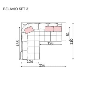 Dīvāns Belavio Befame 150-185/256-288/175-210 cm zils - N1 Home