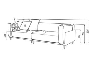 Dīvāns Bellissa Befame 234/109/104 cm rozā - N1 Home