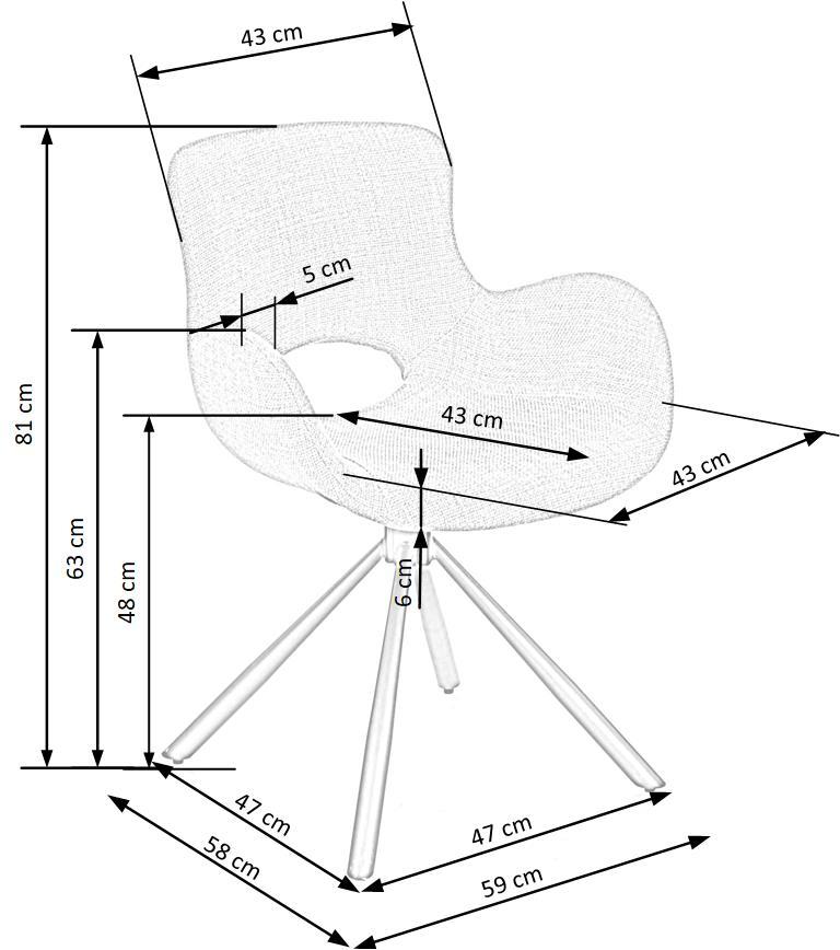 BK bēšs krēsls 59/58/81/48 cm