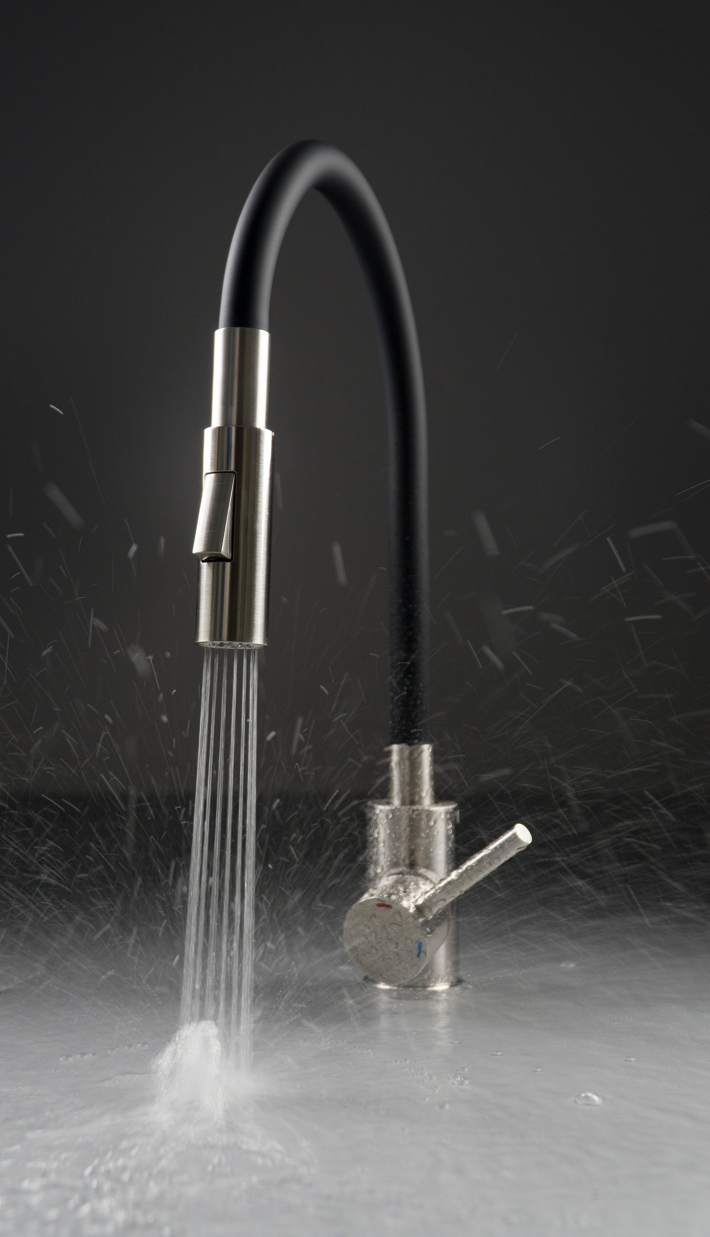 Virtuves maisītājs ar elastīgu snīpi - 2 veidu sprauslas Luno 400 mm matēts tērauds/bēšs - N1 Home