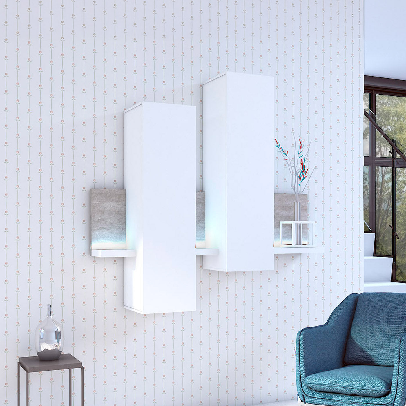 Skapis Botas 152/235/142 cm balts/betons Kolorādo - N1 Home